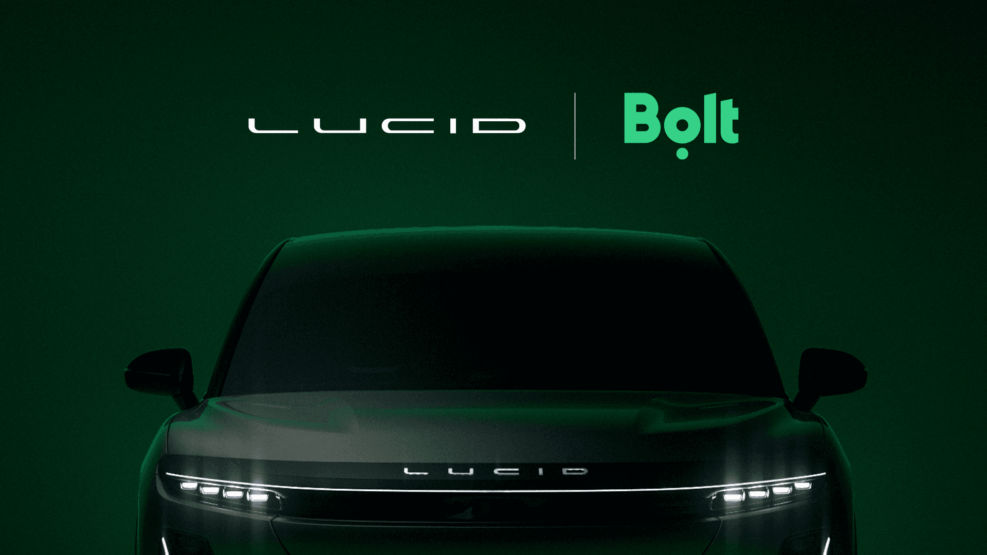 Officiële aankondigingsafbeelding van de samenwerking tussen Bolt en Lucid voor Europese robotaxi’s