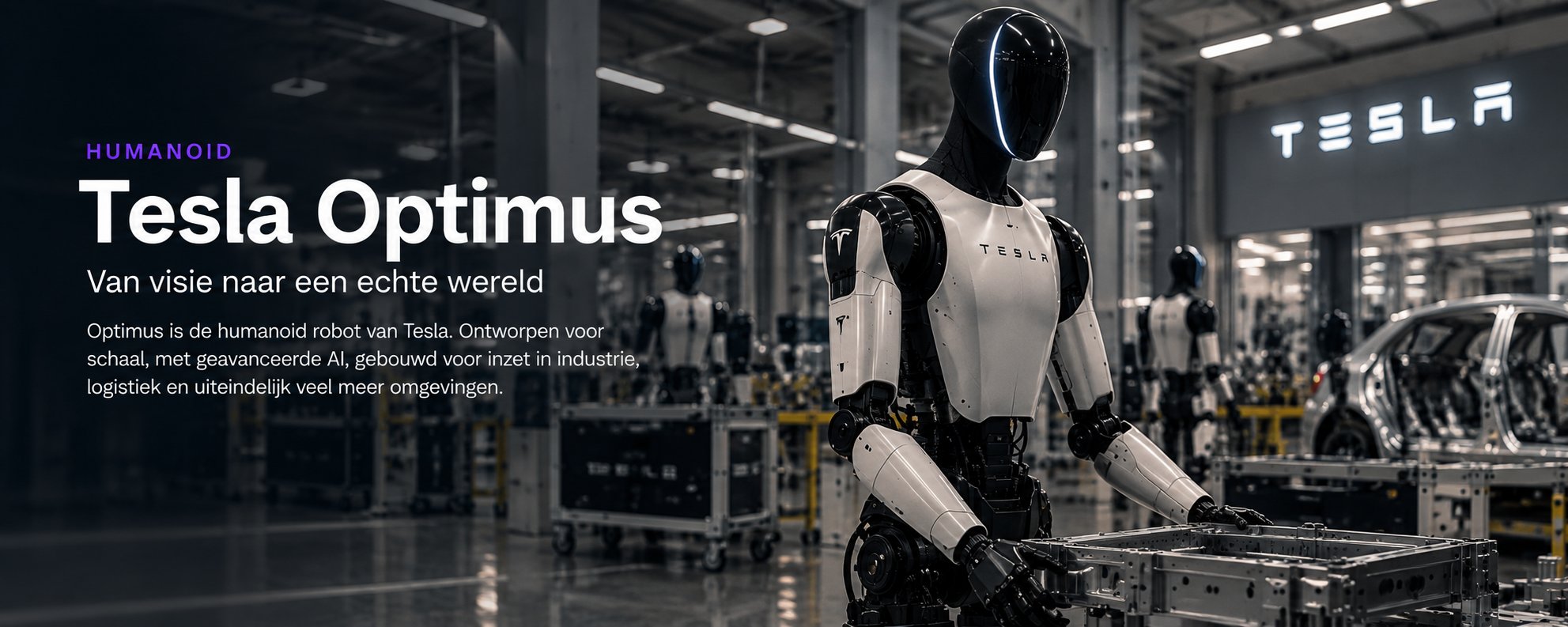 AI-gegenereerde artistieke impressie van Tesla Optimus door OutOfHands